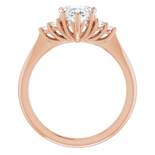Heart Rose Gold Antique Inspired Design Engagement Ring