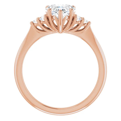 Heart Rose Gold Antique Inspired Design Engagement Ring
