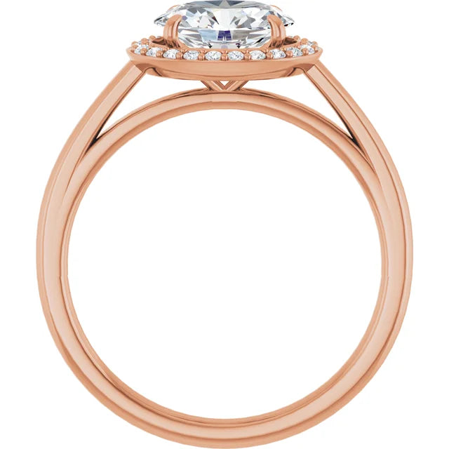 Oval Rose Gold East West Halo Style Engagement Ring