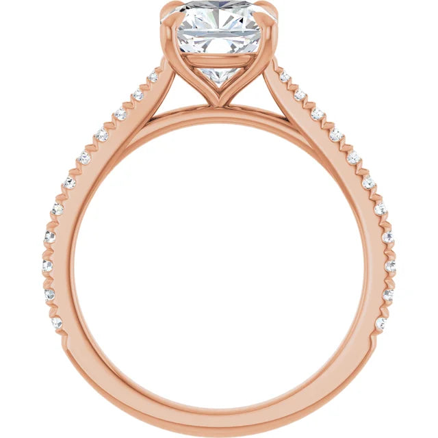 Cushion Rose Gold Claw Set Style Engagement Ring