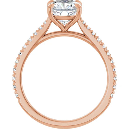 Cushion Rose Gold Claw Set Style Engagement Ring