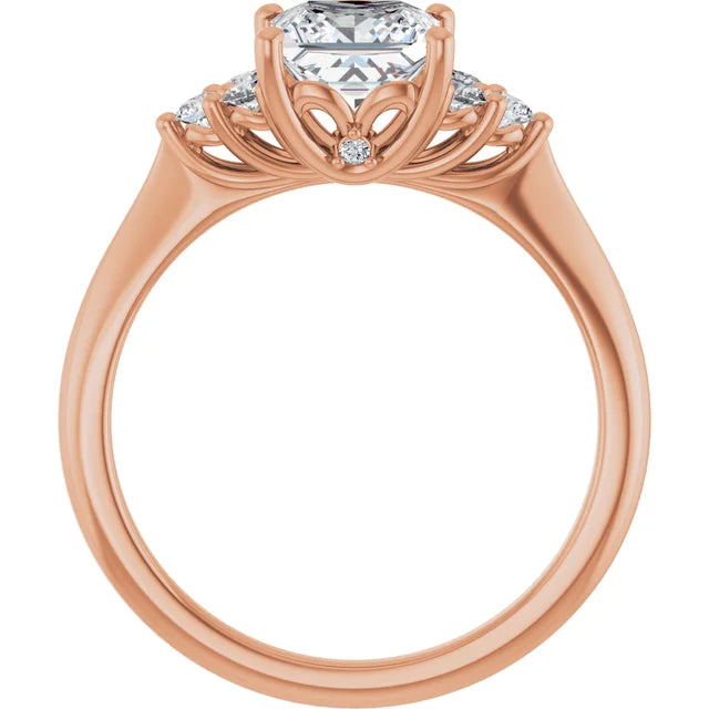 Princess Rose Gold Antique Inspired Design Engagement Ring