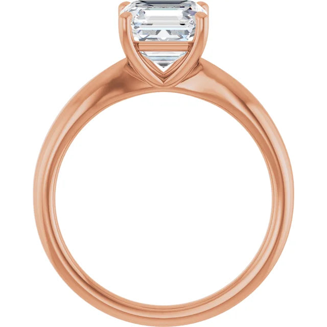 Asscher Rose Gold Knife Edge Solitaire Engagement Ring
