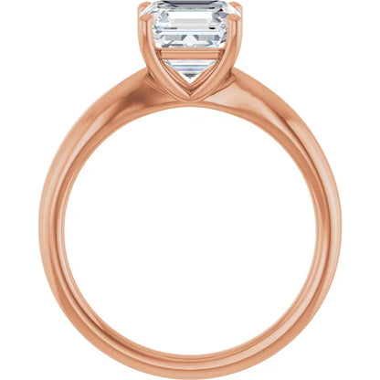 Asscher Rose Gold Knife Edge Solitaire Engagement Ring
