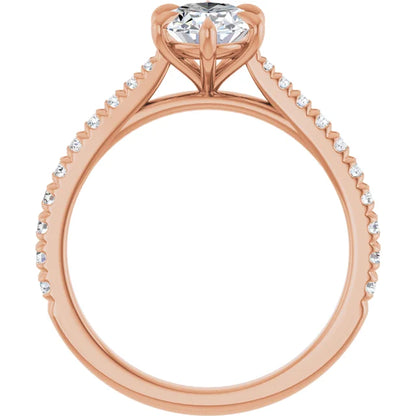 Oval Rose Gold Claw Set Style Engagement Ring