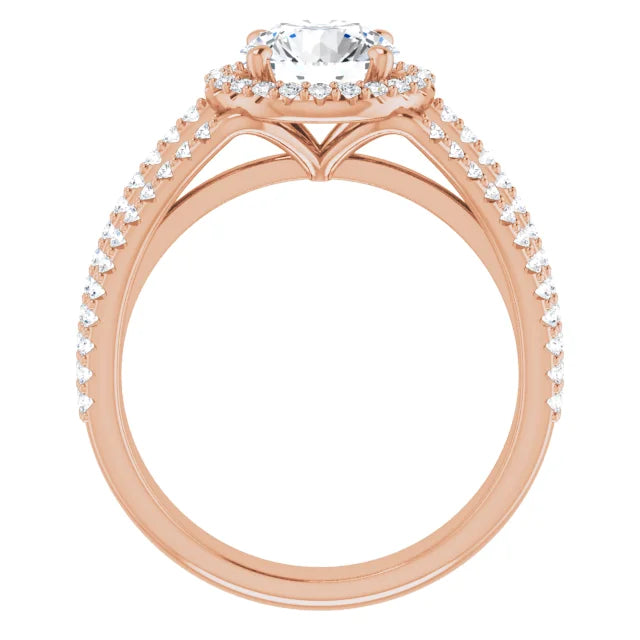 Round Brilliant Rose Gold Halo Style Engagement Ring
