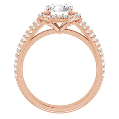 Round Brilliant Rose Gold Halo Style Engagement Ring