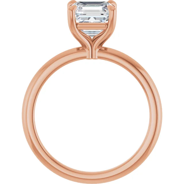 Asscher Rose Gold Solitaire Engagement Ring