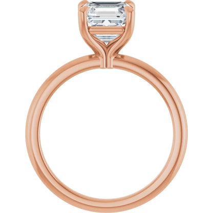 Asscher Rose Gold Solitaire Engagement Ring