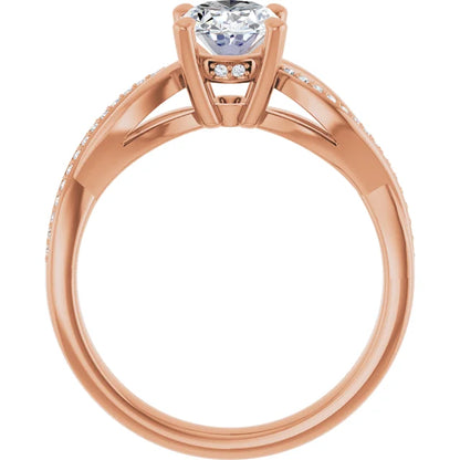 Oval Rose Gold Claw Set Twist Style Engagement Ring 