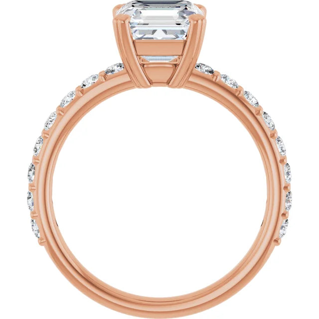 Asscher Rose Gold Claw Set Style Engagement Ring