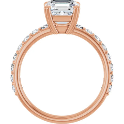 Asscher Rose Gold Claw Set Style Engagement Ring