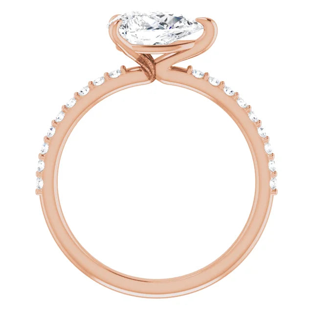 Pear Rose Gold East West Style Engagement Ring