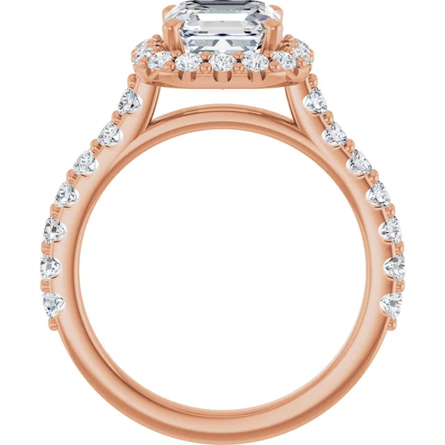 Asscher Halo Rose Gold Style Engagement Ring
