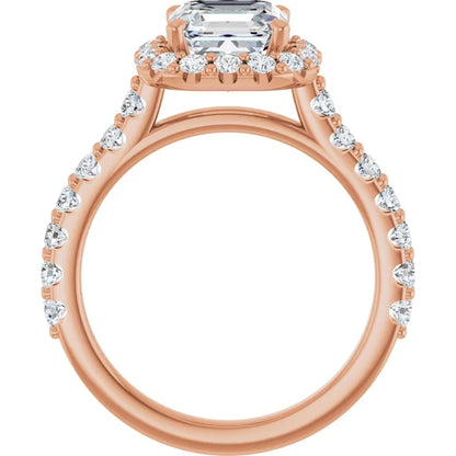 Asscher Halo Rose Gold Style Engagement Ring