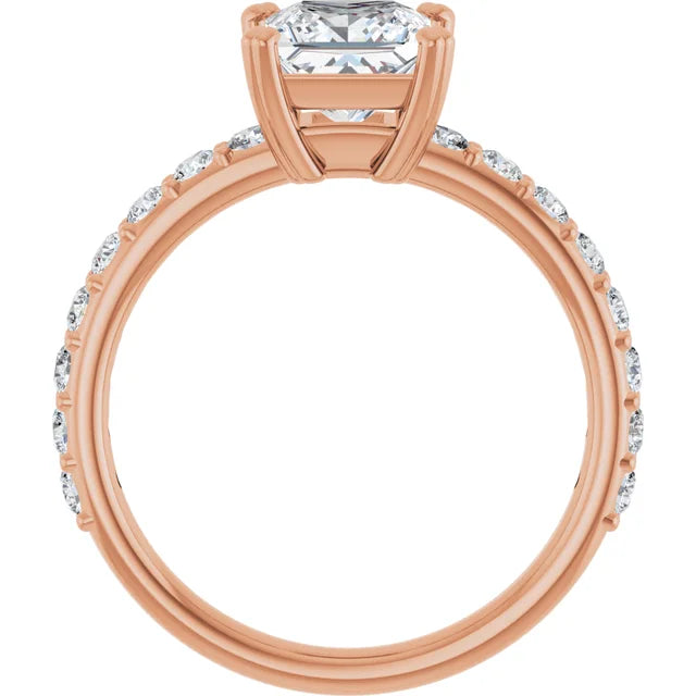 Princess Rose Gold Claw Set Style Engagement Ring
