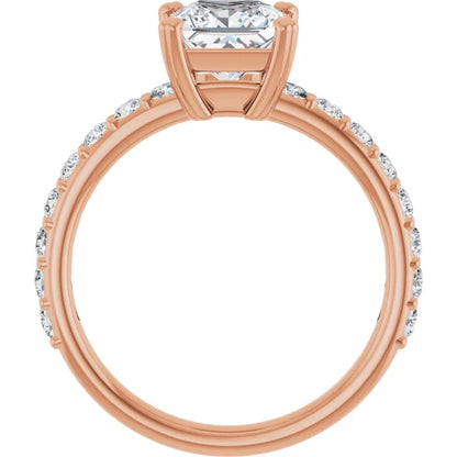 Princess Rose Gold Claw Set Style Engagement Ring