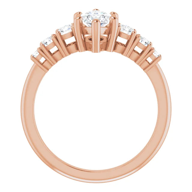 Marquise Rose Gold Multi Stone Accent Style Engagement Ring