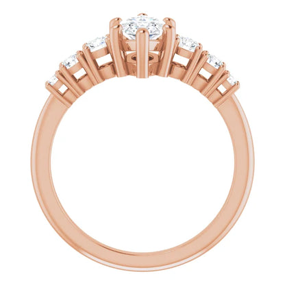 Marquise Rose Gold Multi Stone Accent Style Engagement Ring