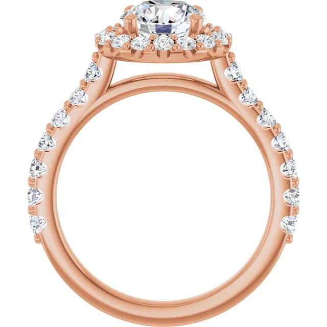 Round Brilliant Halo Rose Gold Style Engagement Ring