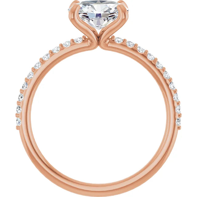 Oval Rose Gold East West Style Engagement Ring