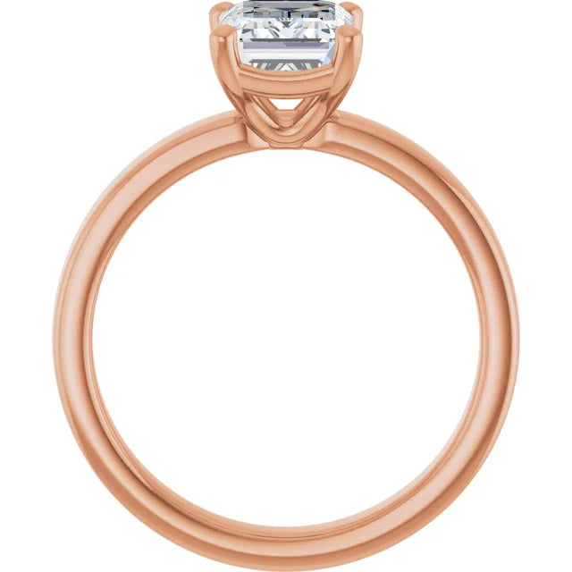 Emerald Rose Gold Wide Band Solitaire Engagement Ring