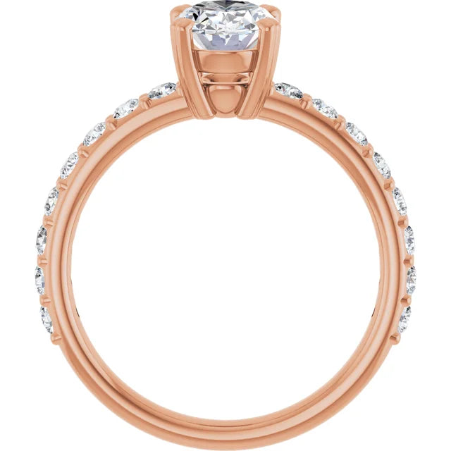 Oval Rose Gold Claw Set Style Engagement Ring