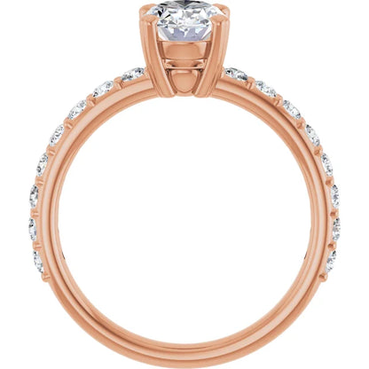 Oval Rose Gold Claw Set Style Engagement Ring