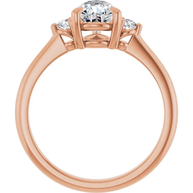 Oval Rose Gold Accent Engagement Ring