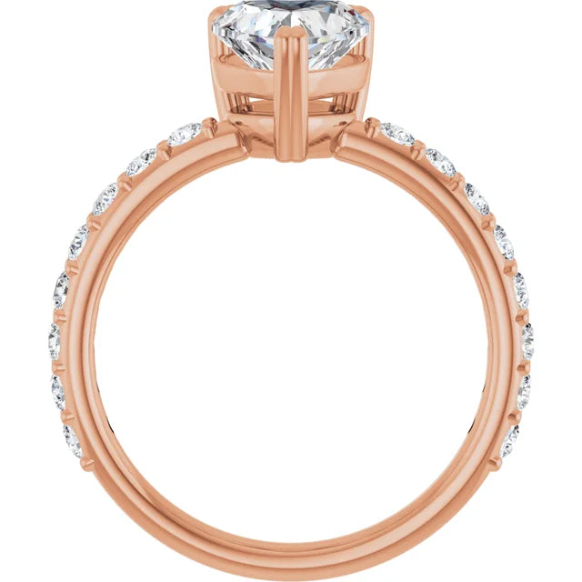 Heart Rose Gold Claw Set Style Engagement Ring