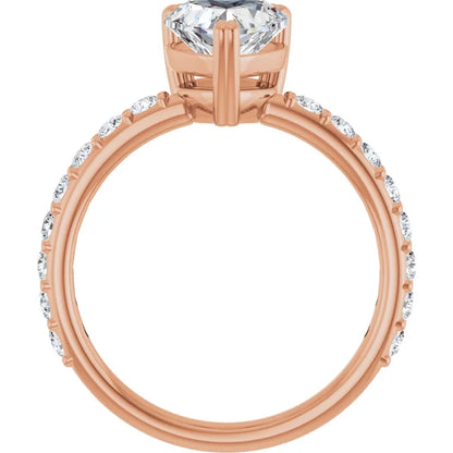 Heart Rose Gold Claw Set Style Engagement Ring