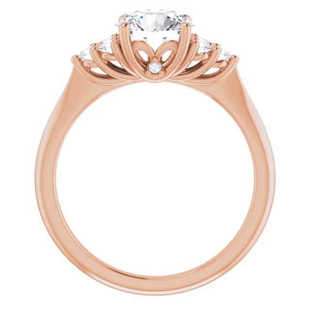 Round Brilliant Rose Gold Antique Inspired Design Engagement Ring