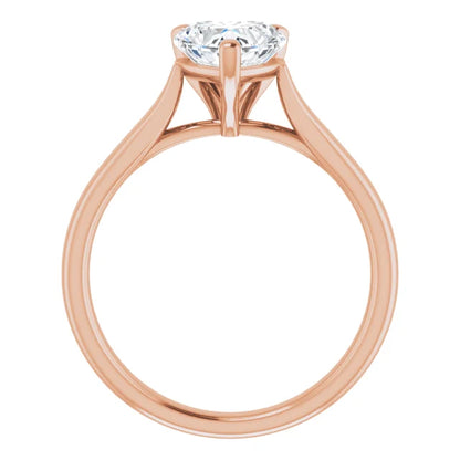 Three Claw Rose Gold Heart Solitaire Engagement Ring