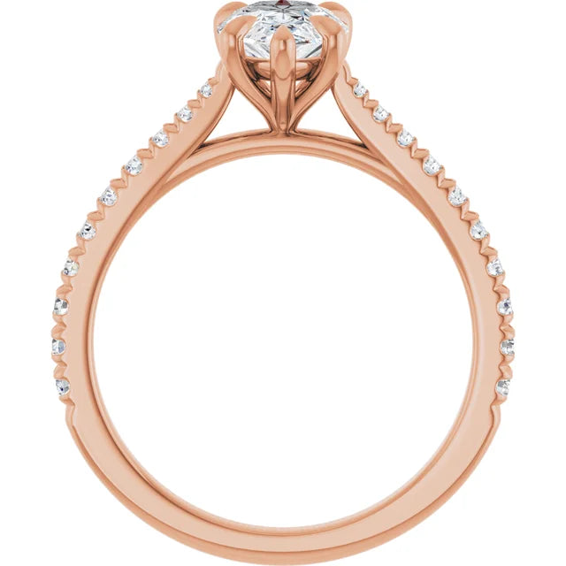 Pear Rose Gold Claw Set Style Engagement Ring