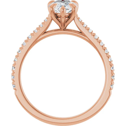Pear Rose Gold Claw Set Style Engagement Ring