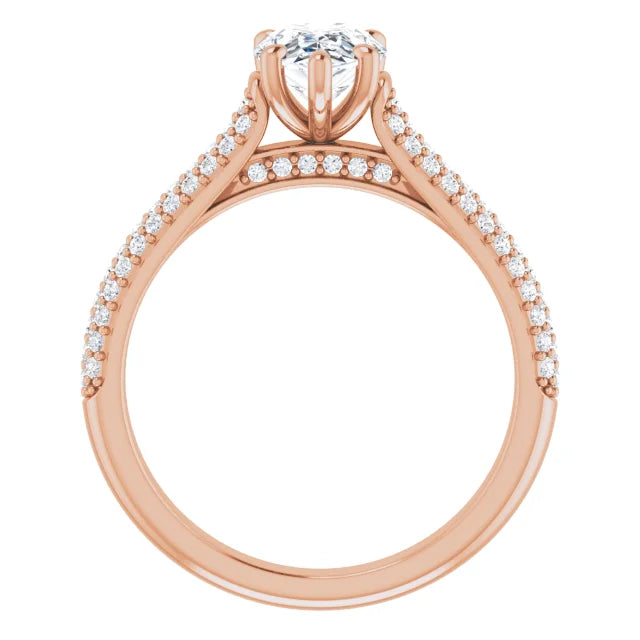 Pear Rose Gold Pave Lab Diamond Engagement Ring 