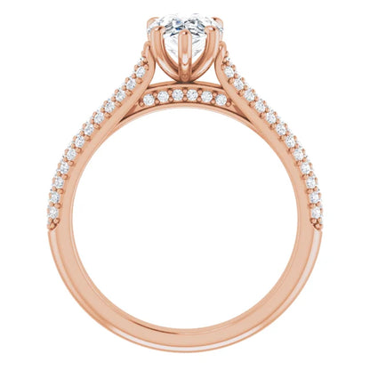 Pear Rose Gold Pave Lab Diamond Engagement Ring 