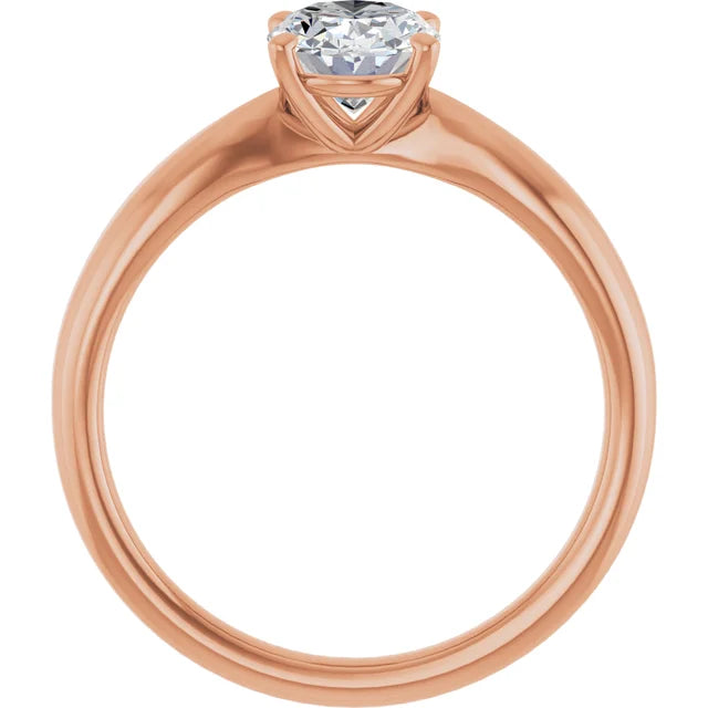 Oval Rose Gold Knife Edge Solitaire Engagement Ring