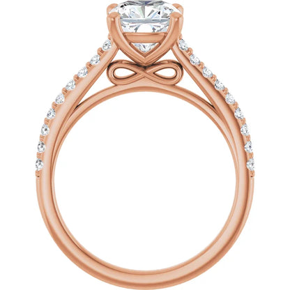 Cushion Rose Gold Pave Style Lab Diamond Engagement Ring 