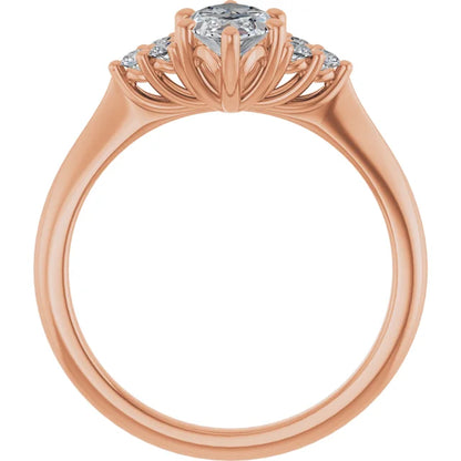 Marquise Rose Gold Antique Inspired Design Engagement Ring