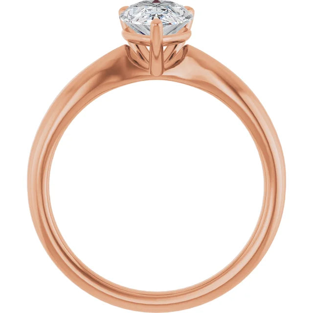 Pear Rose Gold Knife Edge Solitaire Engagement Ring