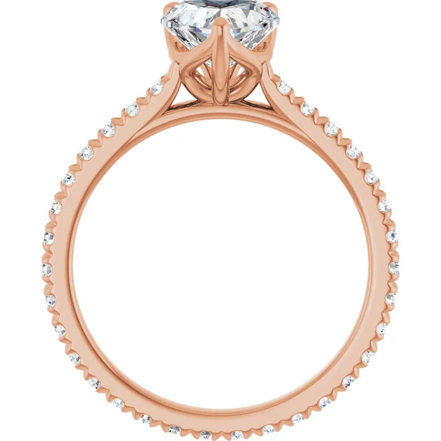 Heart Rose Gold Claw Set Eternity Style Engagement Ring
