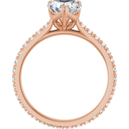 Heart Rose Gold Claw Set Eternity Style Engagement Ring