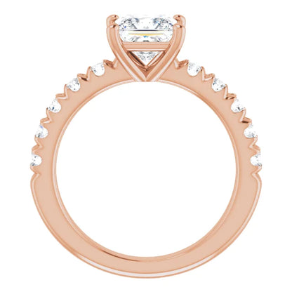 Princess Rose Gold Four Claw Set Style Engagement Ring