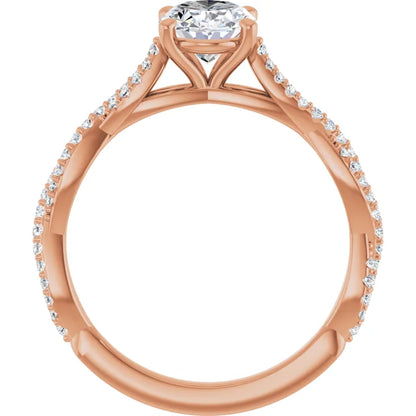 Oval Rose Gold Twist Style Engagement Ring 