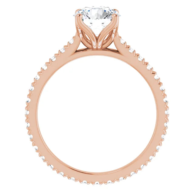 Round Brilliant Rose Gold Claw Set Eternity Style Engagement Ring