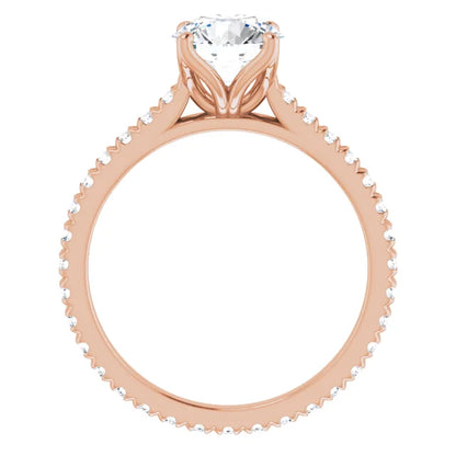 Round Brilliant Rose Gold Claw Set Eternity Style Engagement Ring