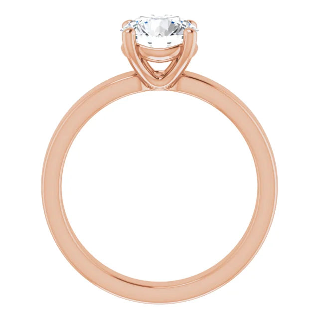 Round Brilliant Rose Gold Wide Band Solitaire Engagement Ring