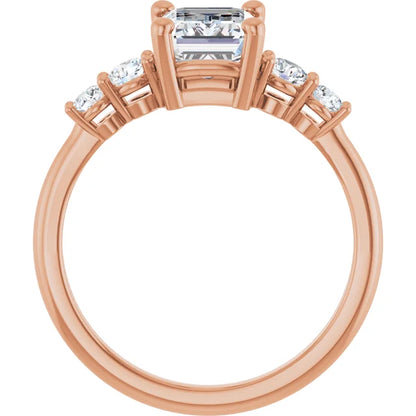 Emerald Rose Gold Multi Stone Accent Style Engagement Ring