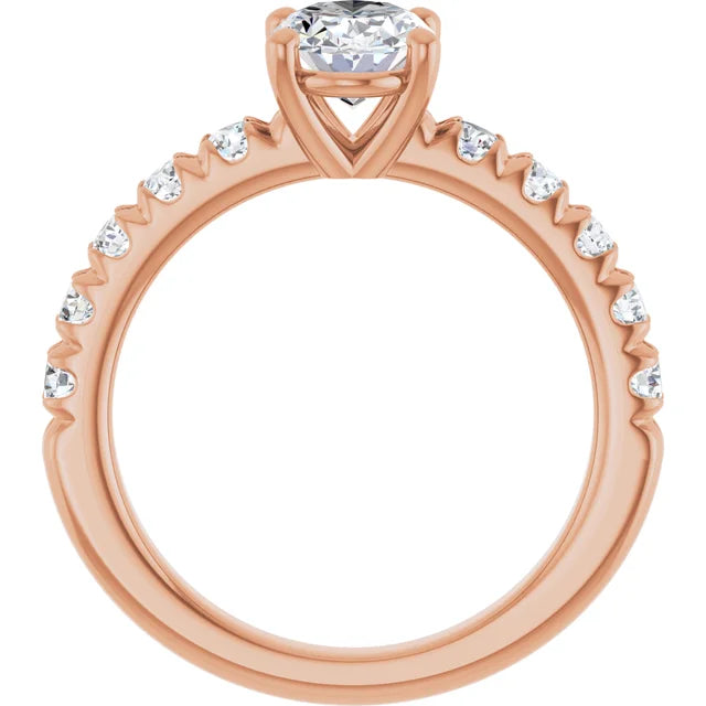 Oval Rose Gold Four Claw Set Style Engagement Ring